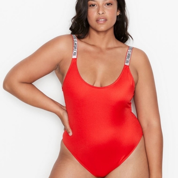 Victoria's Secret One-Piece Swimsuit with Rhinestone Logo Straps Large - Picture 1 of 8